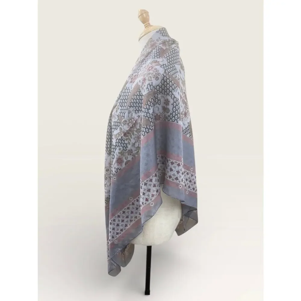 Large Square Floral Print Scarf/Shawl, 55” Square